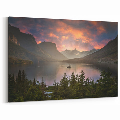National Park Art Prints – Glacier National Park Wilderness Sunset View