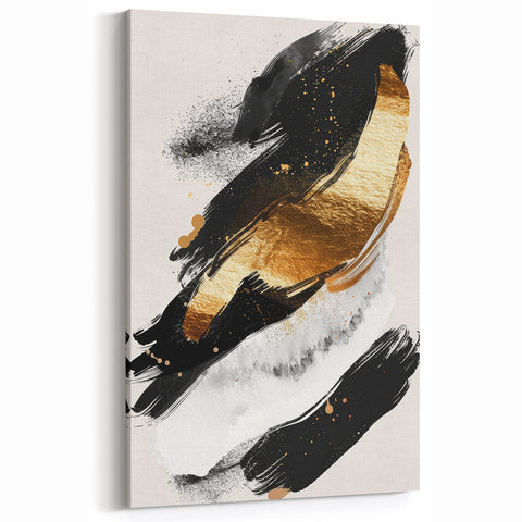 Chic Black and Gold Glam Wall Art – Modern Luxury Home Decor Piece