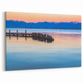 Montana Mountain Art - Peaceful Lakeside at Sunset with Distant Peaks