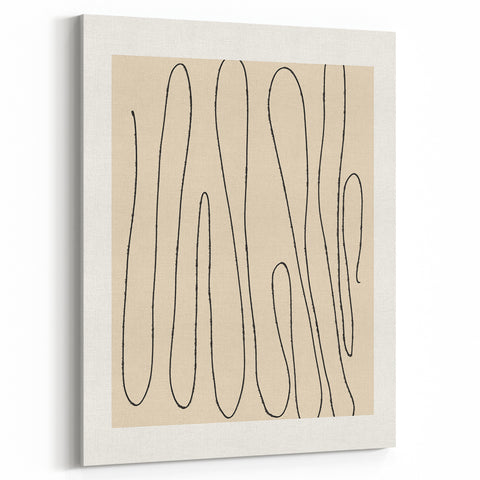 Minimalist Abstract Line Art – Modern Black and Beige Wall Art for Home Decor