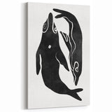 Mid Century Modern Art – Minimalist Abstract Sea Life in Black & White