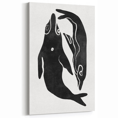 Mid Century Modern Art – Minimalist Abstract Sea Life in Black & White
