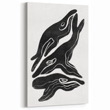 Mid Century Modern Art – Retro Abstract Fish Wall Decor in Black & White