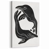 Mid Century Modern Art – Retro Abstract Fish Wall Decor in Black & White