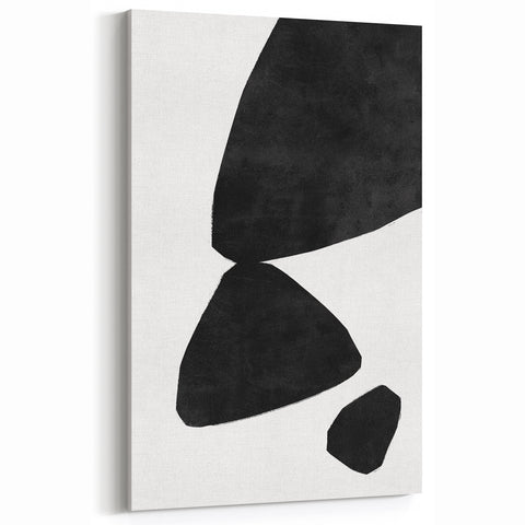 Mid Century Modern Art – Minimalist Abstract Black Shapes in White Space