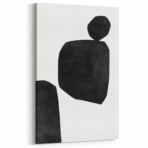 Mid Century Modern Art – Minimalist Black Geometric Shapes in White