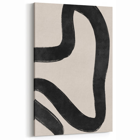 Mid Century Modern Art | Minimalist Abstract Black Line Wall Decor