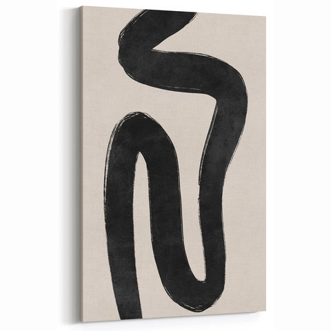Mid Century Modern Art | Abstract Minimalist Black Line Wall Decor
