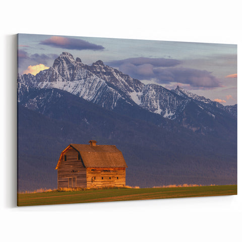 Montana Custom Art - Rustic Barn and Mountain Landscape Fine Art Print