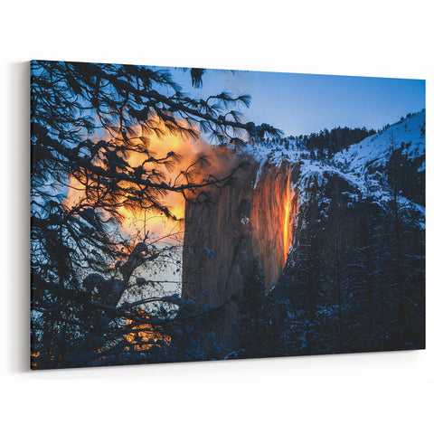 Horsetail Fall Sunset Print – Yosemite National Park Winter Wall Art