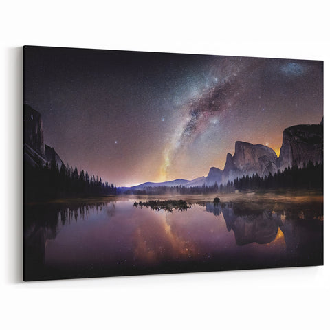 Yosemite Night Sky Wall Art – Milky Way Over Half Dome Scenic Print