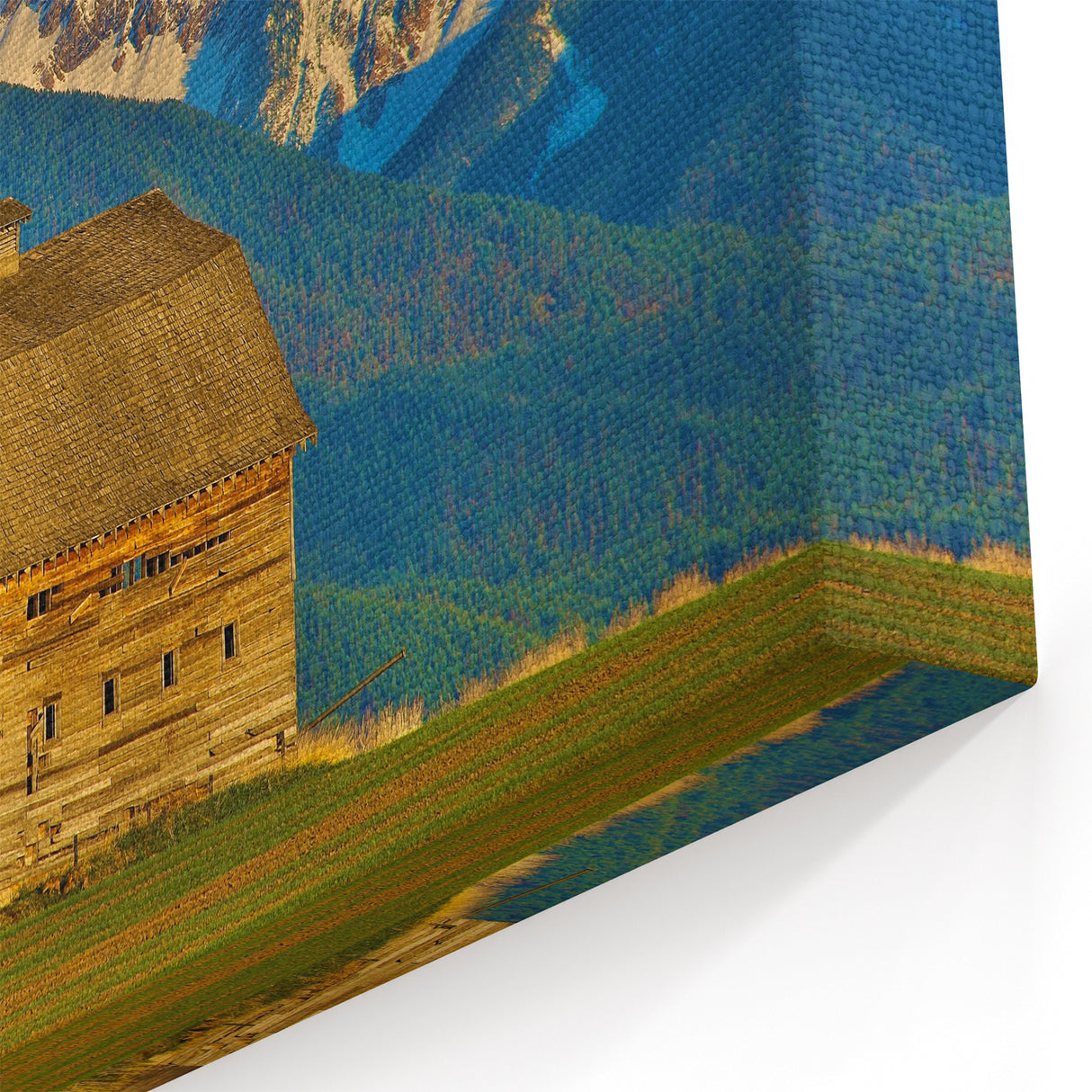 Framed Montana Landscapes - Rustic Barn with Mountain Scenic Art