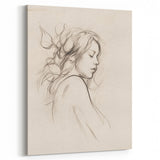 Minimalist Female Portrait – Delicate Line Art of Woman for Modern Decor
