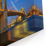 Brooklyn Bridge Night Photography - NYC Skyline Art for Modern Interiors