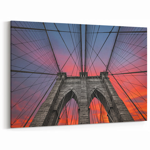 Brooklyn Bridge Art Print - Sunset Photography of NYC Landmark for Decor