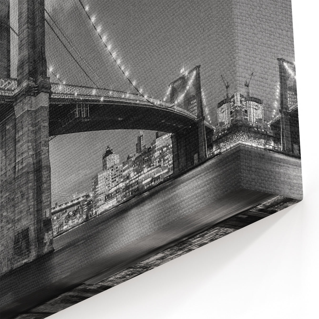 Brooklyn Bridge Black and White Photography - Night NYC Wall Art Print