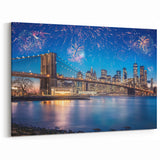Brooklyn Bridge Fireworks Art - NYC Skyline Canvas for Festive Decor