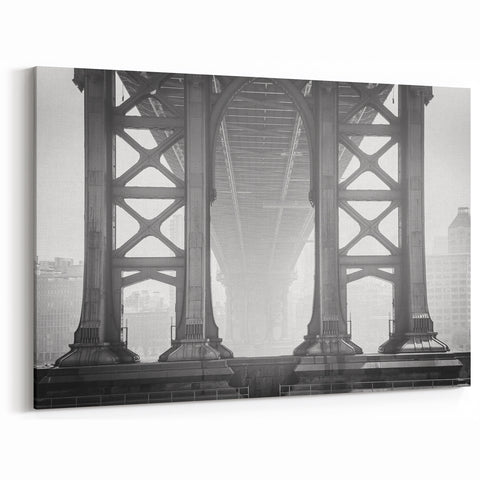 Manhattan Bridge Black and White Art - NYC Industrial Architecture Print