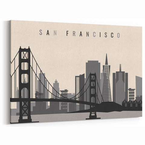 Modern San Francisco Skyline – Minimalist Wall Art California Cityscape