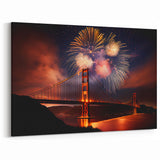 Golden Gate Bridge Canvas – Fireworks Wall Art San Francisco Celebration