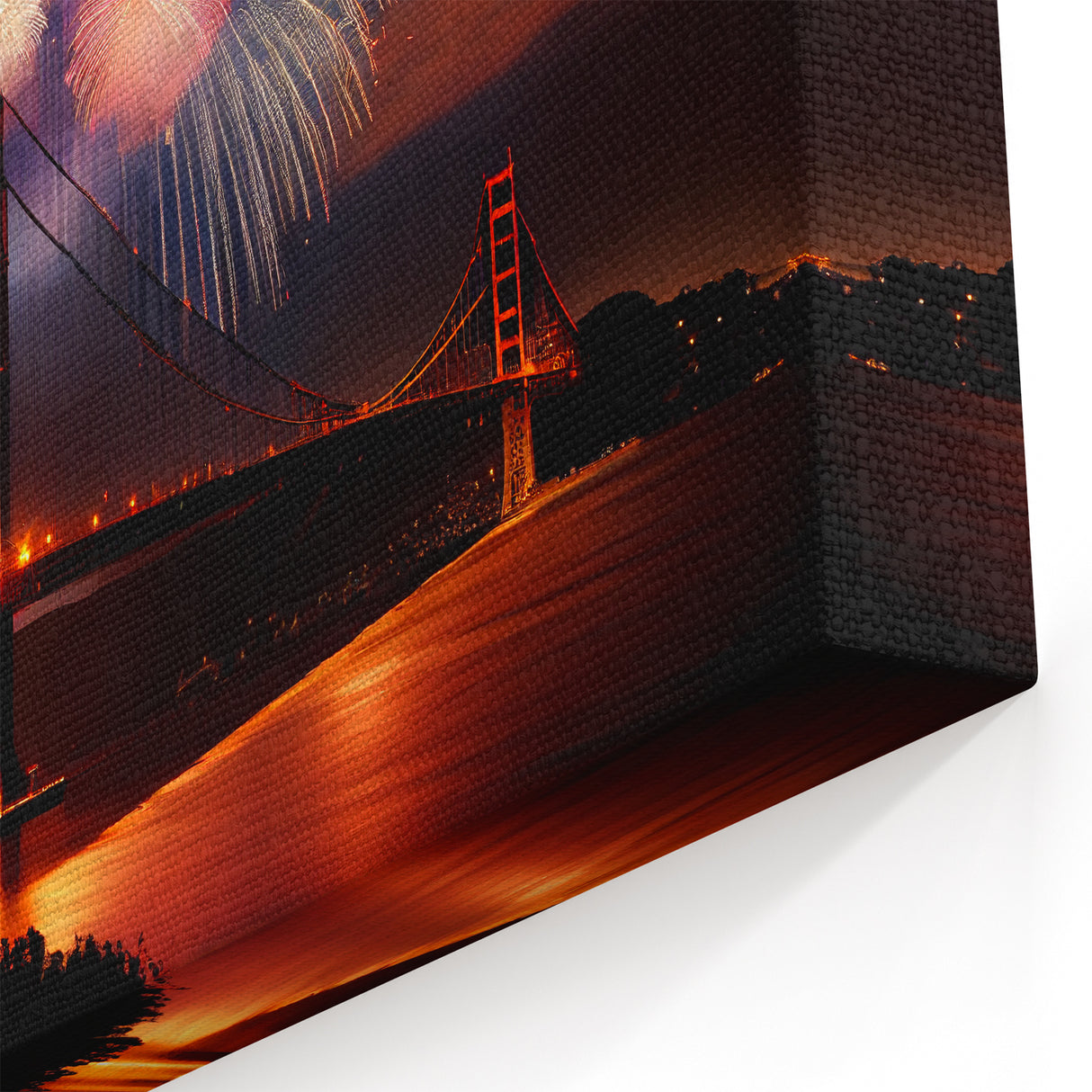 Golden Gate Bridge Canvas – Fireworks Wall Art San Francisco Celebration