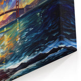 Golden Gate Bridge Canvas – Vibrant Abstract Wall Art San Francisco Sunset