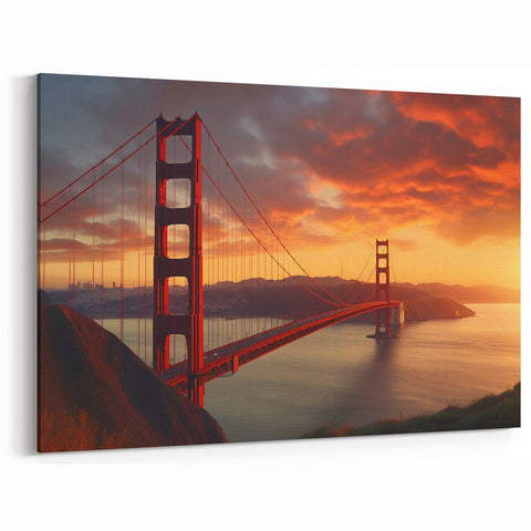 Golden Gate Bridge Canvas – Sunset Wall Art San Francisco California