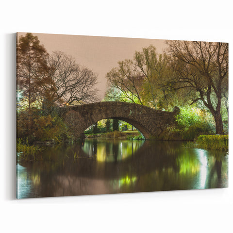 Central Park Photography - NYC Scenic Night View Gapstow Bridge Wall Art