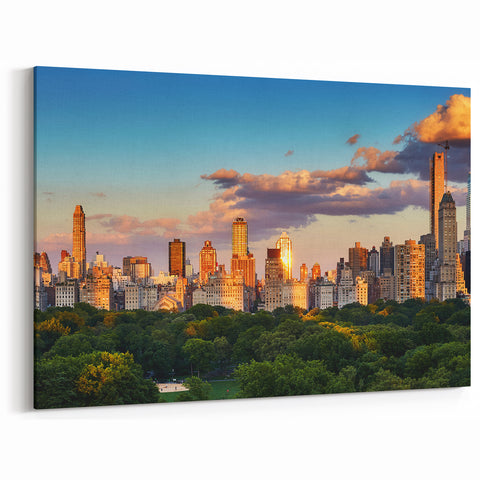 NYC Scenic Art - Central Park Sunset Skyline Photography Canvas Print