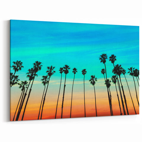 Santa Barbara Wall Art - California Beach Palm Trees at Sunset