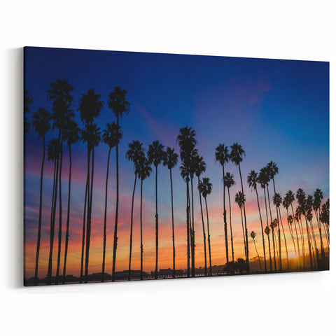 Twilight California Art - Palm Trees Sunset Santa Barbara Wall Print