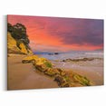 Santa Barbara Beach Art - Vibrant Sunset and Rocky Shore Coastal Scene