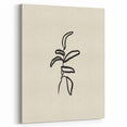 Minimalist Wall Art – Black Line Plant Drawing on Beige Canvas