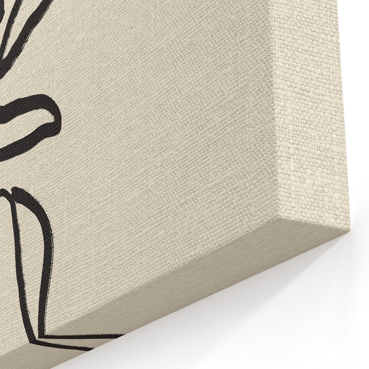 Minimalist Wall Art – Black Line Plant Drawing on Beige Canvas