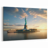 Iconic Ellis Island - New York City Skyline Wall Art at Sunset