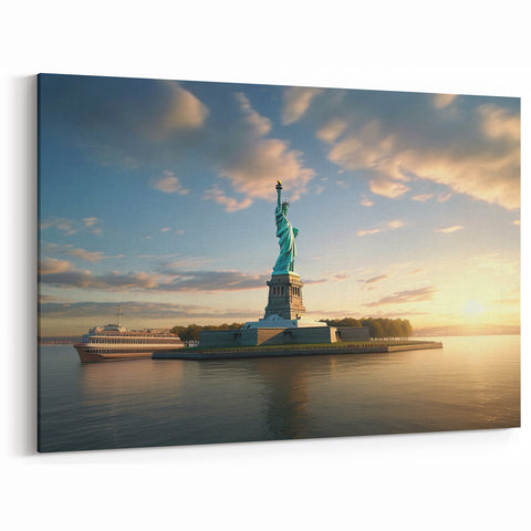 Iconic Ellis Island - New York City Skyline Wall Art at Sunset