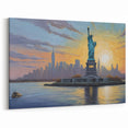 Ellis Island - New York Harbor Skyline Wall Art at Sunrise
