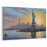 Ellis Island - New York Harbor Skyline Wall Art at Sunrise