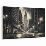 Empire State Building Wall Art - Black and White Urban Street NYC Decor