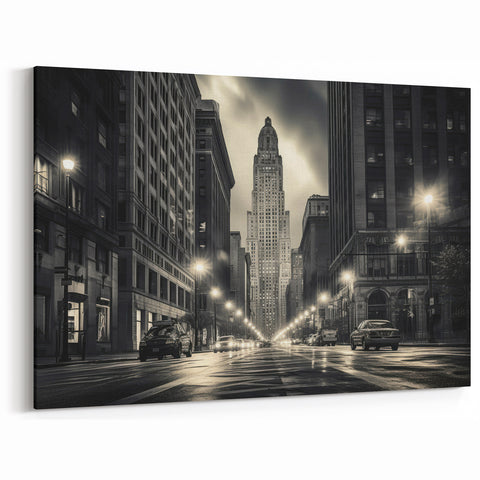 Empire State Building Wall Art - Black and White Urban Street NYC Decor