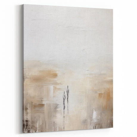 Minimalist Abstract Art – Subtle Landscape with Figures in Neutral Tones