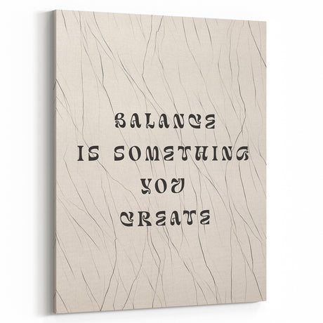 Minimalist Quote Wall Art – "Balance is Something You Create" with Abstract Lines
