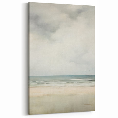 Minimalist Seascape Art – Calm Ocean and Sky in Soft Tones