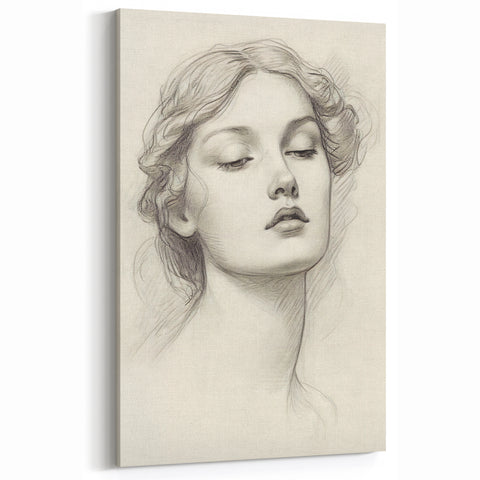 Minimalist Portrait Art – Elegant Pencil Drawing of a Woman
