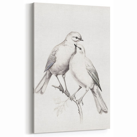 Minimalist Bird Sketch – Elegant Pencil Drawing of Two Birds on a Branch