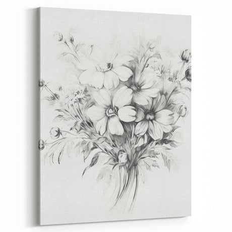 Minimalist Floral Sketch – Detailed Pencil Drawing of Flowers