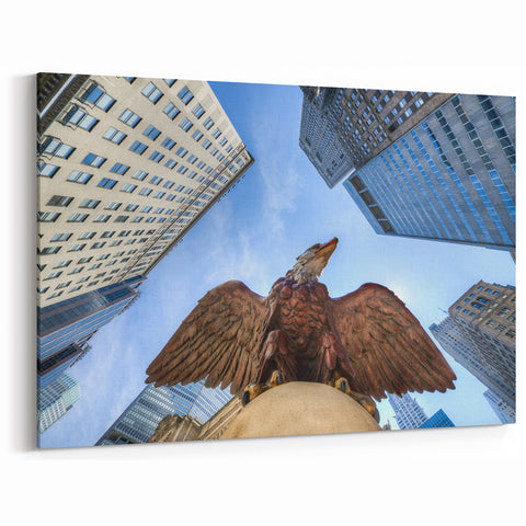 Grand Central Station Art - NYC Skyline with Eagle Sculpture Canvas