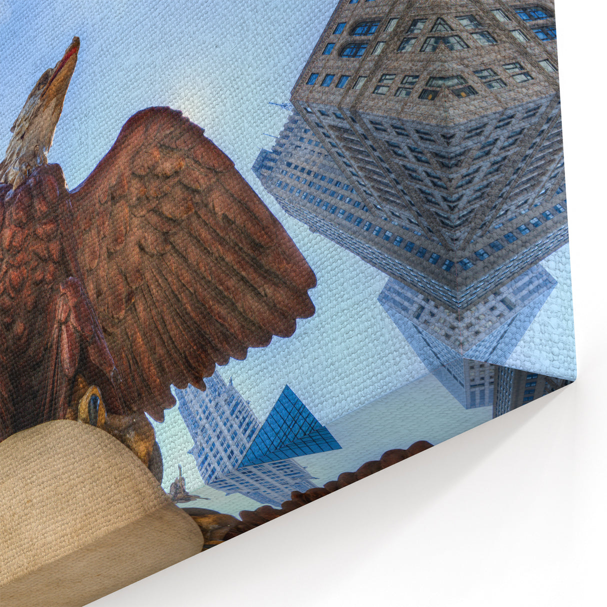 Grand Central Station Art - NYC Skyline with Eagle Sculpture Canvas