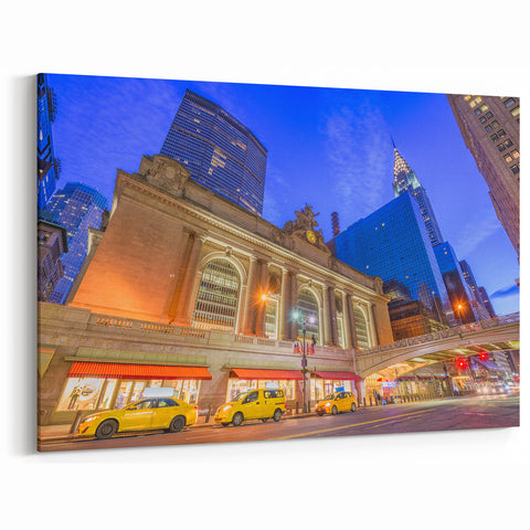 Grand Central Station Art - NYC Yellow Taxi Scene with Iconic Architecture