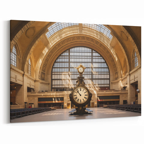 Grand Central Station Clock Art - Iconic NYC Landmark with Sunlit Arches